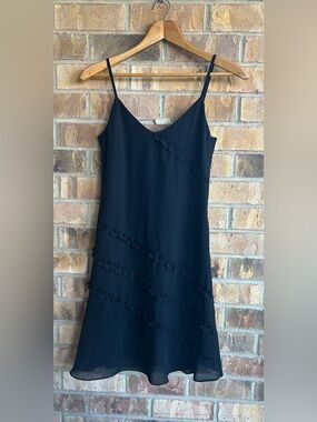 Vintage 90s Y2K Esprit Double Layer Ruffle Slip staple black Dress Size 5